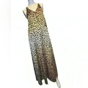 Jodifl Small Leopard Maxi Dress Jersey Knit Sleeveless Full Length size L. I#106